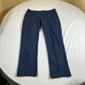 Lee Straight Leg Trousers Women 14 Medium Navy Blue Front Seam Stretch Workwear